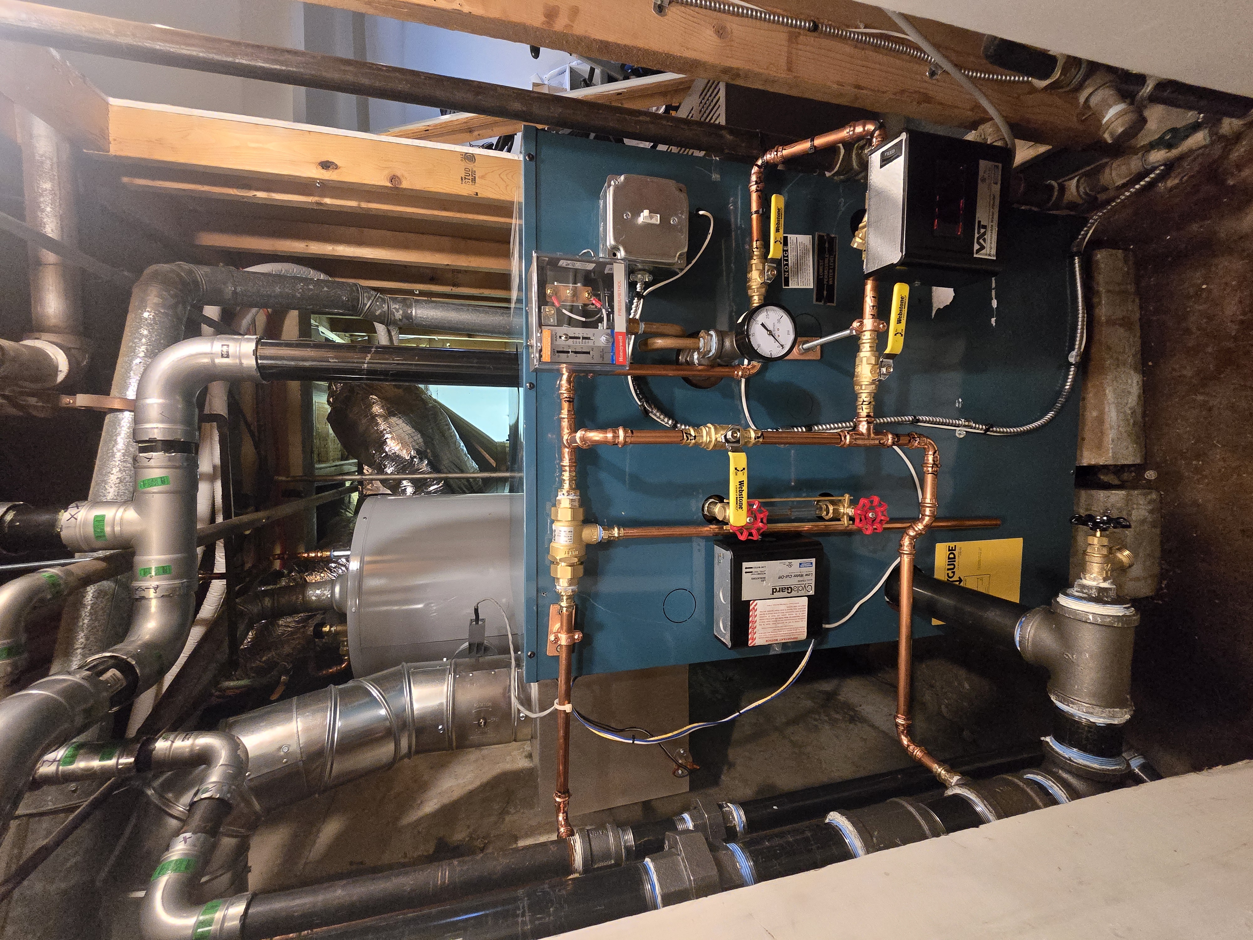 Boiler control panel and valve assembly